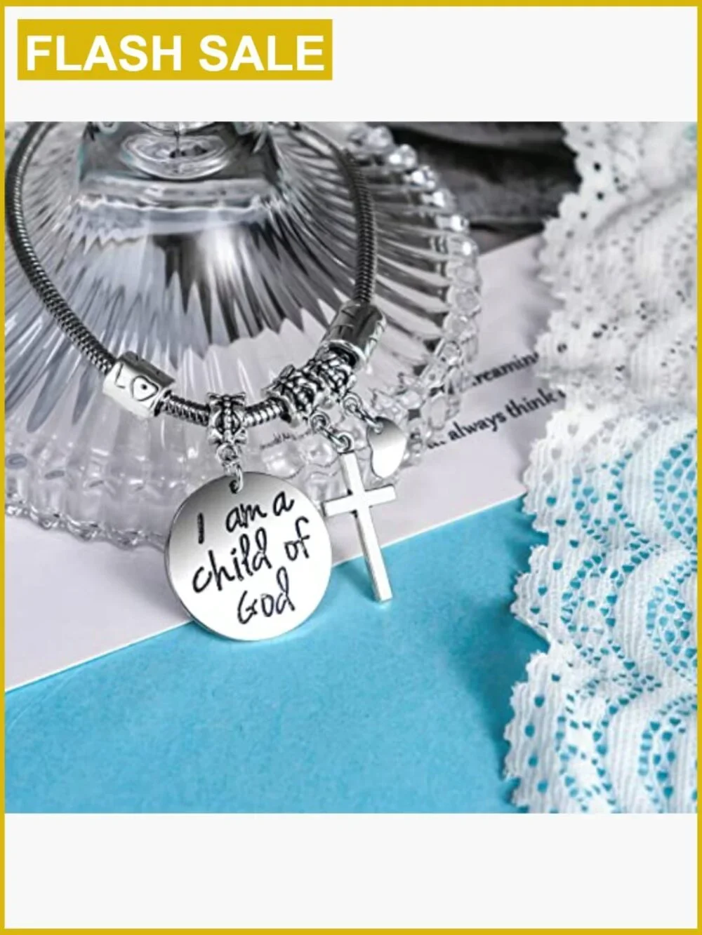Religious Cross Bracelet First Communion Baptism Gift Jesus Protection